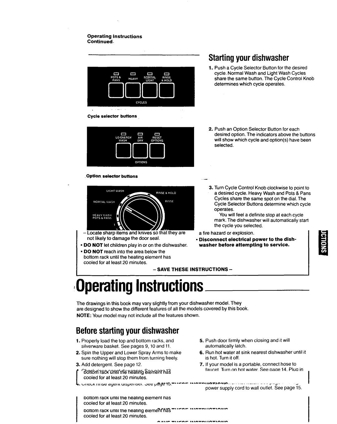 Whirlpool 8700 manual Startingyour dishwasher, Toadda dish after starting, Operating Instructions 