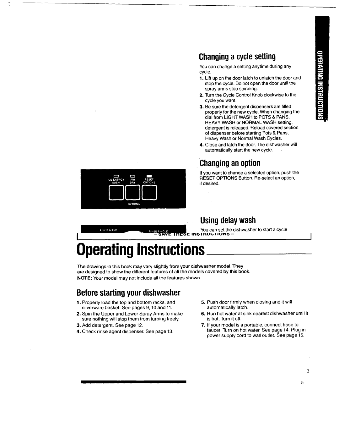 Whirlpool 8700 manual Changinga cyclesetting, Changingan option, Usingdelaywash, Theclean signal light 