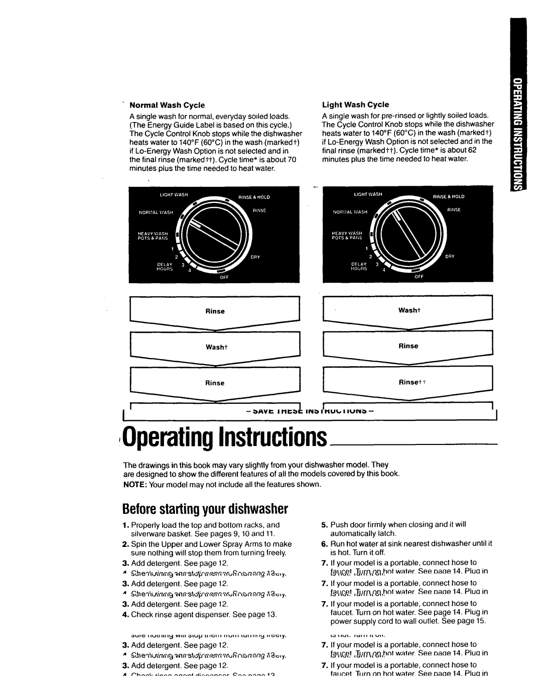 Whirlpool 8700 manual Normal Wash Cycle Light Wash Cycle, ‘Cycle time includes heated dry time 