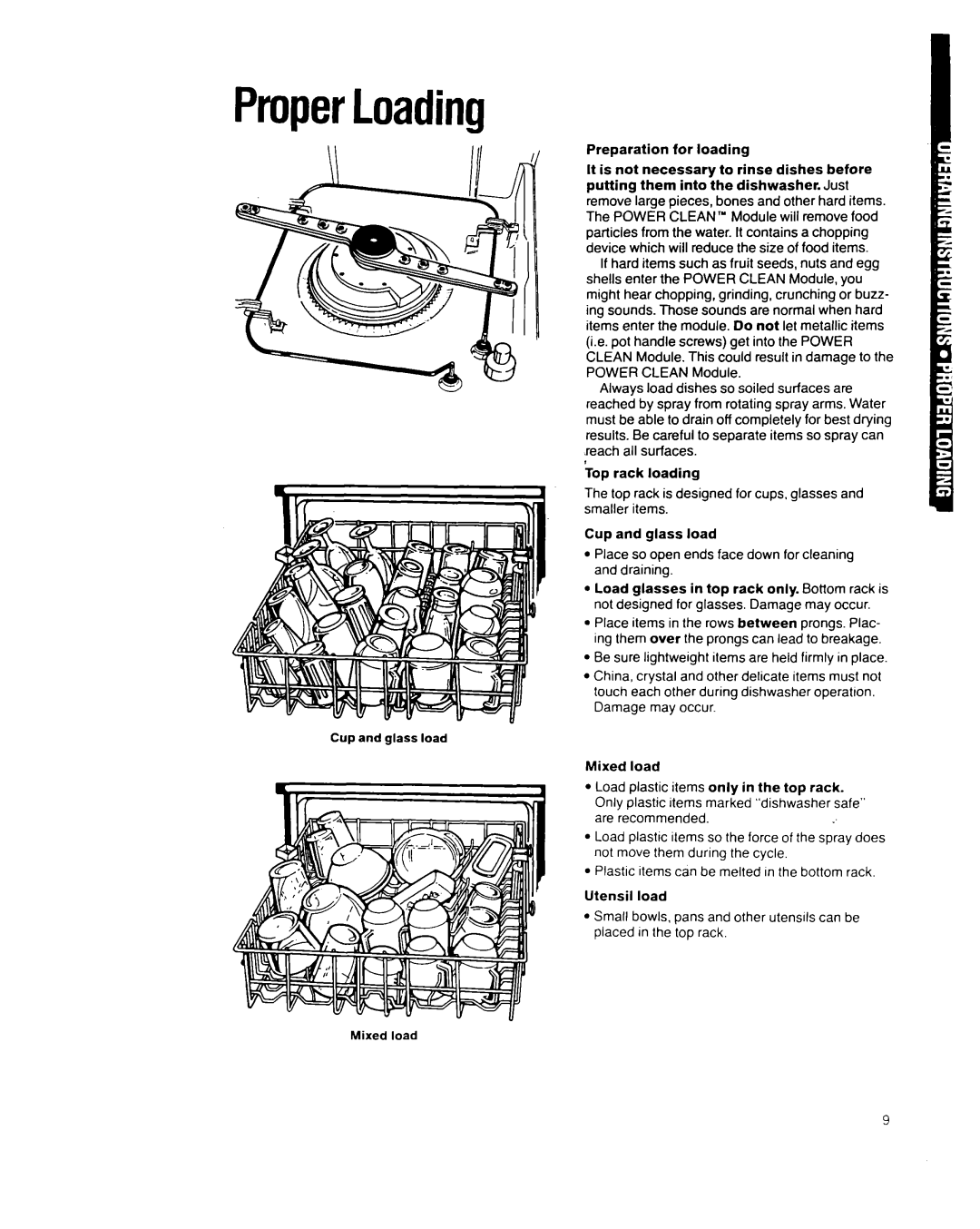 Whirlpool 8700 manual ProperLoading, Mixed load Load plastic items only in the top rack 