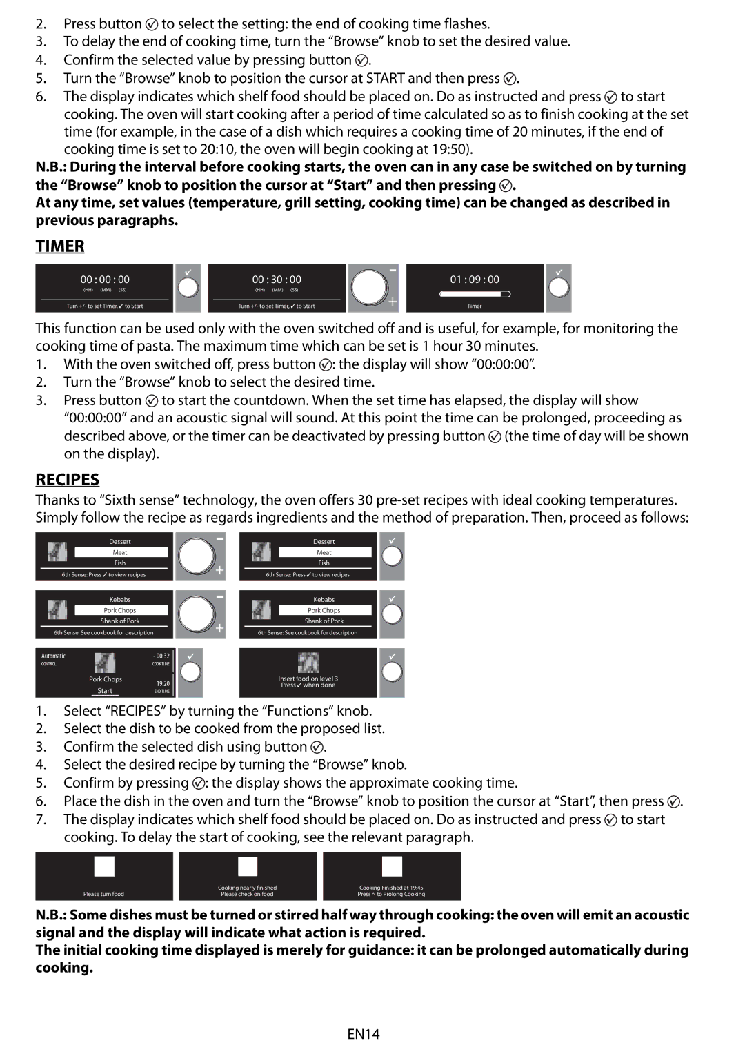 Whirlpool 8790 manuel dutilisation Timer, Recipes 