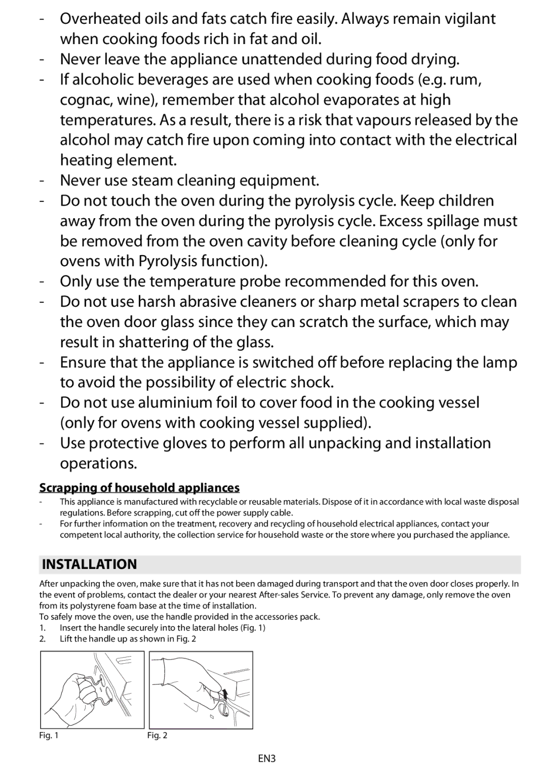 Whirlpool 8790 manuel dutilisation Installation, Scrapping of household appliances 