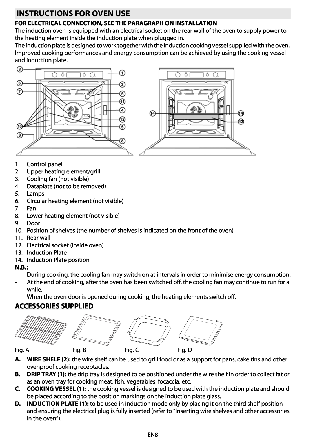 Whirlpool 8790 manuel dutilisation Instructions For Oven Use, Accessories Supplied 