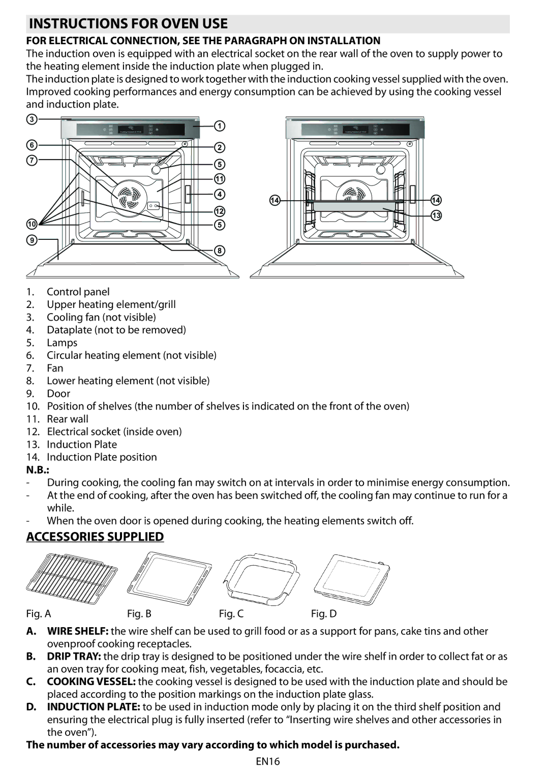 Whirlpool 8910 manual do utilizador Instructions for Oven USE, Accessories Supplied 