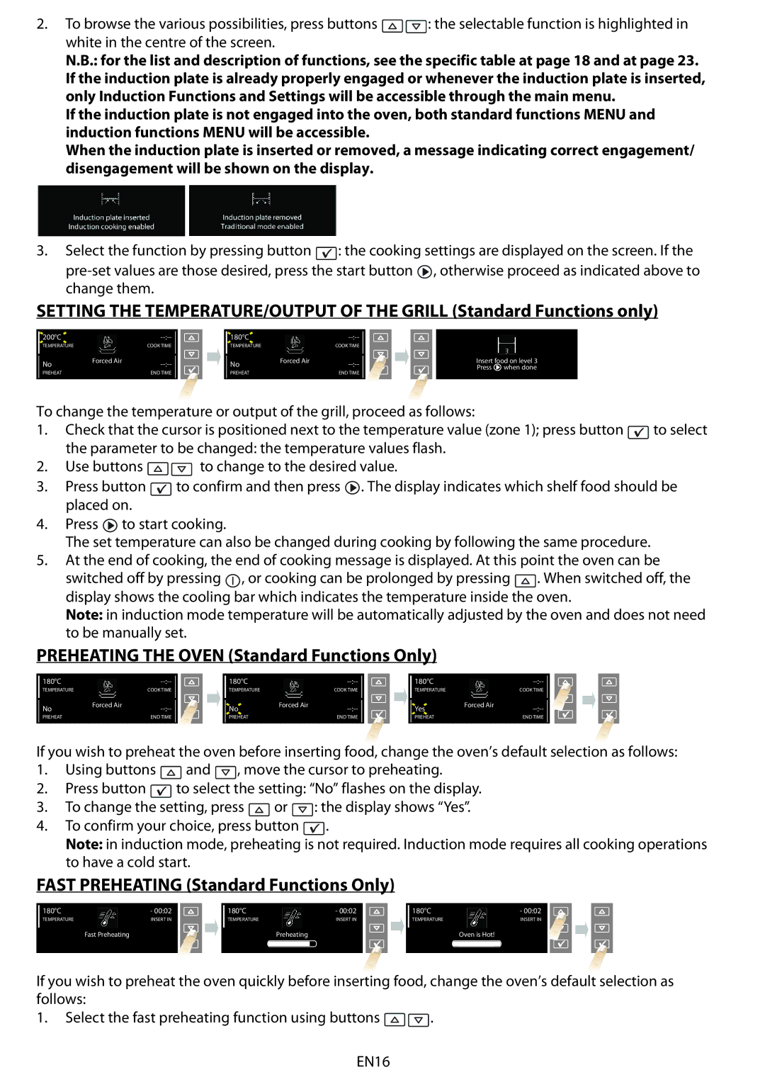 Whirlpool 8910 manual do utilizador Preheating the Oven Standard Functions Only, Fast Preheating Standard Functions Only 