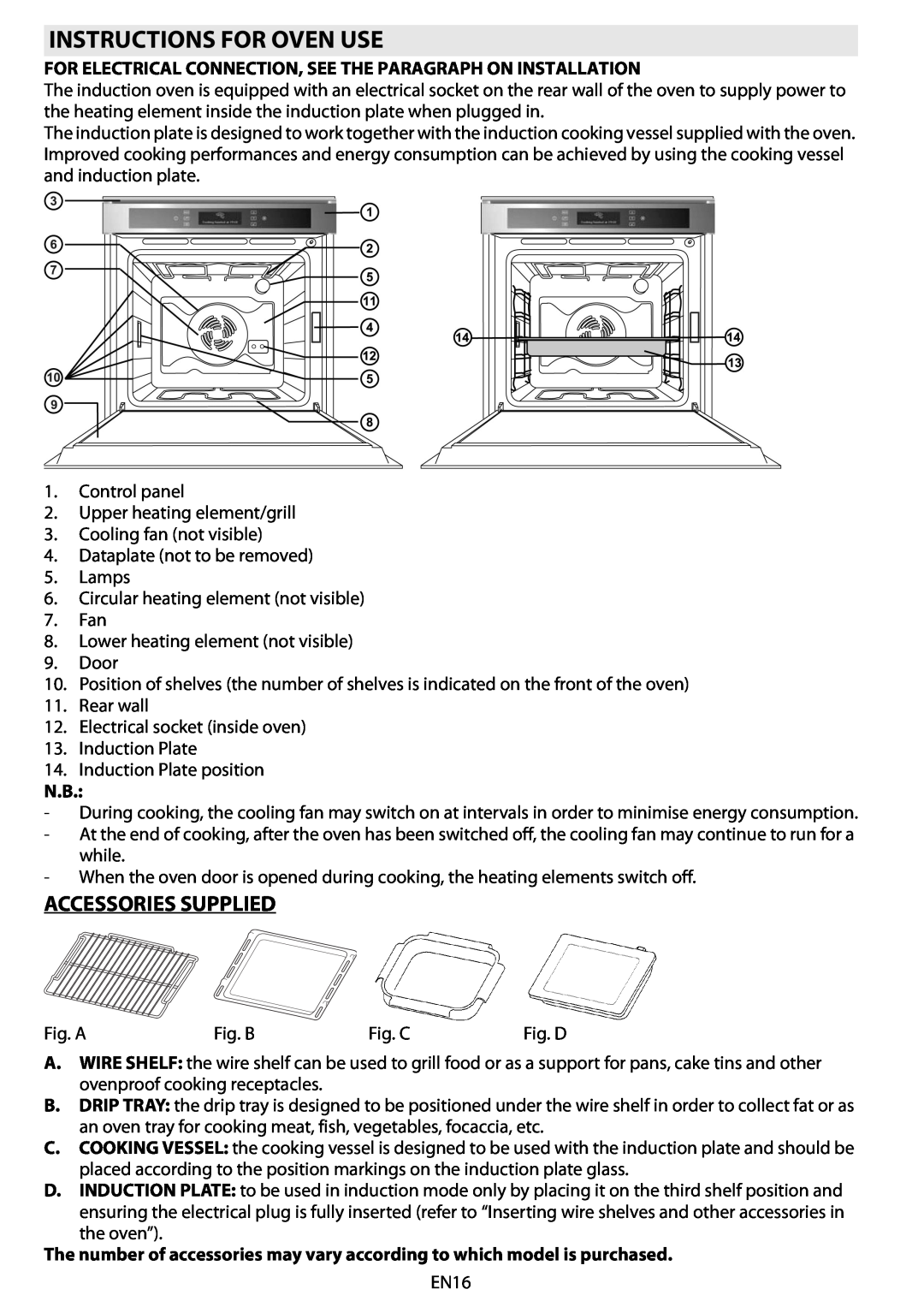 Whirlpool 8910 manual do utilizador Instructions For Oven Use, Accessories Supplied 