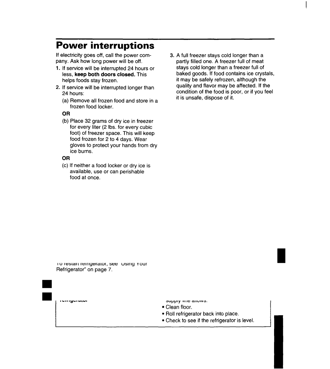 Whirlpool 8ET14GK, 3ET14GK manual Power interruptions 