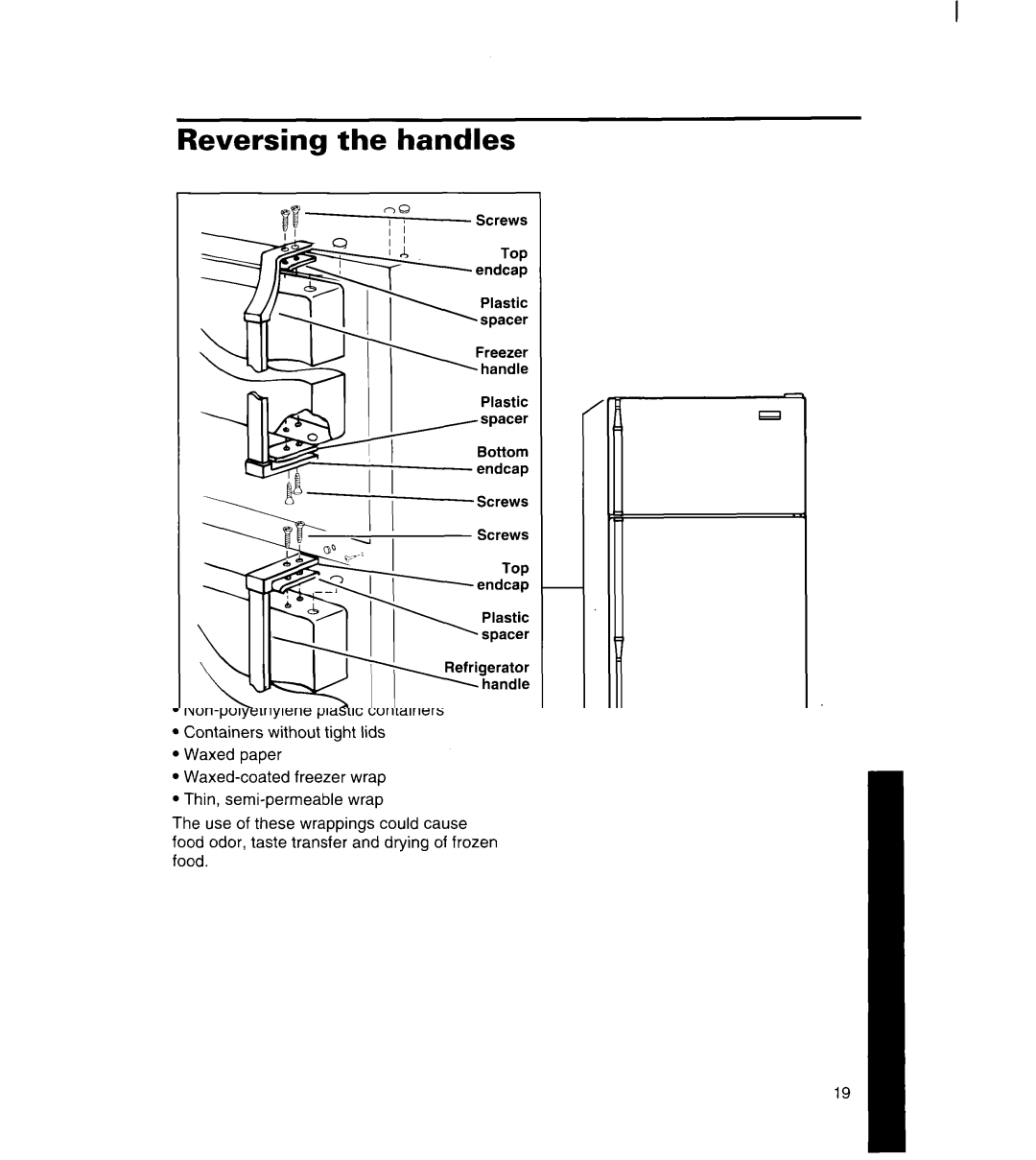 Whirlpool 3ET16NK, 8ET17NK manual Reversing the handles 