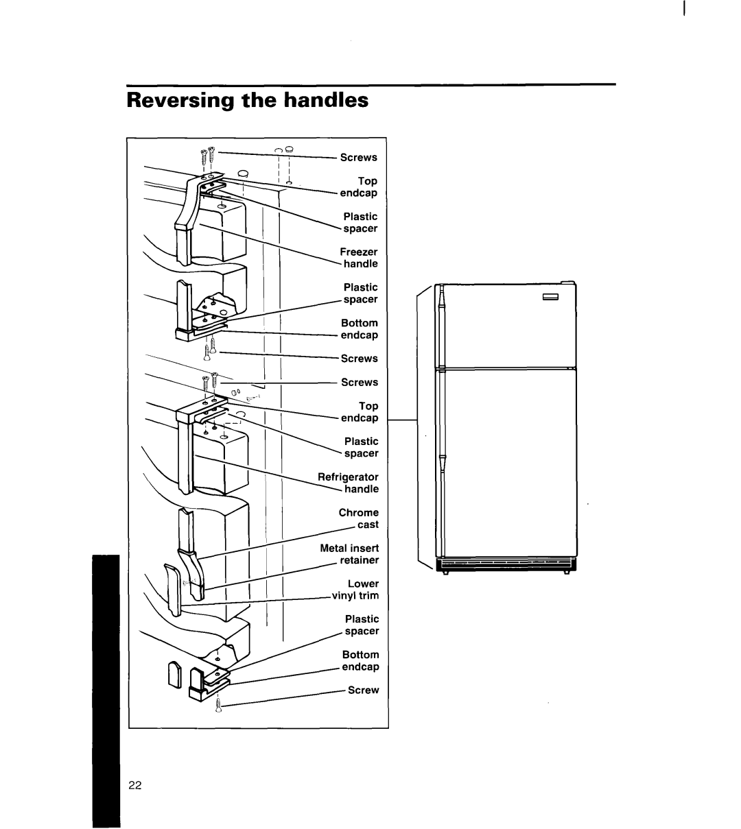 Whirlpool 3ET16NK, 8ET17NK manual Reversing the handles, Ii Screws Screws no ” Plastic, Oq 
