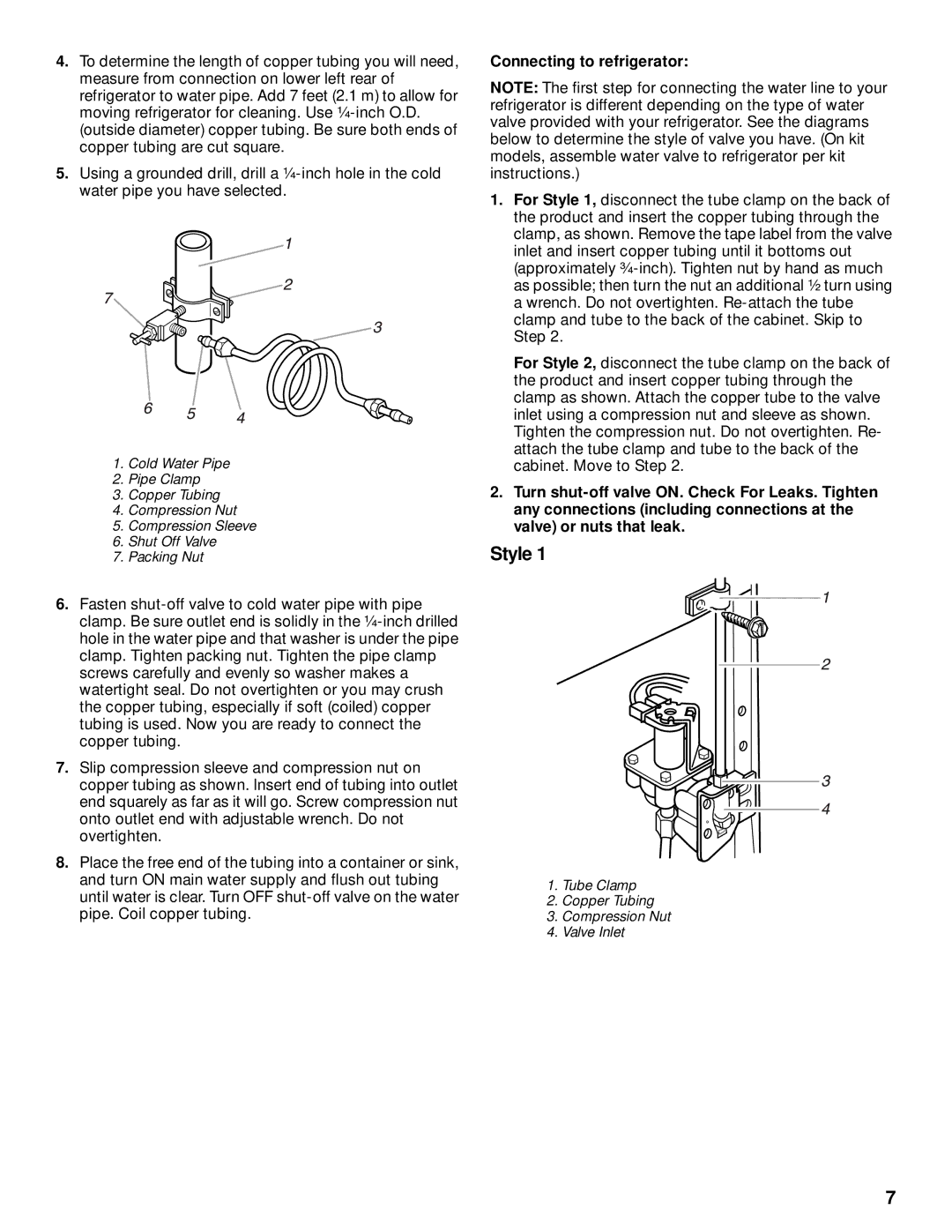 Whirlpool 8ET8MTKXKT00 manual Style, Connecting to refrigerator 