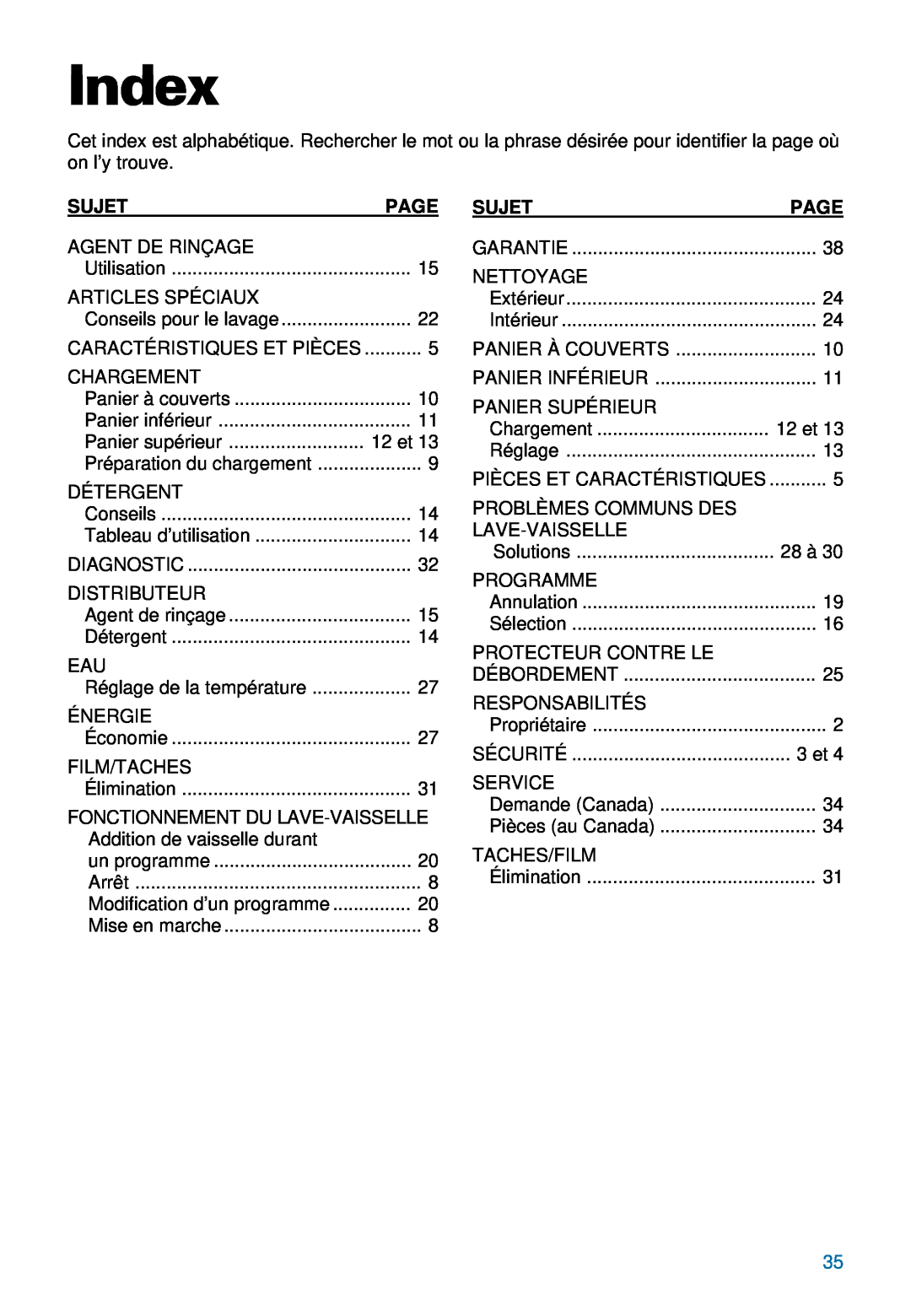 Whirlpool 900 Index, Conseils pour le lavage, Caractéristiques Et Pièces, Préparation du chargement, Mise en marche 