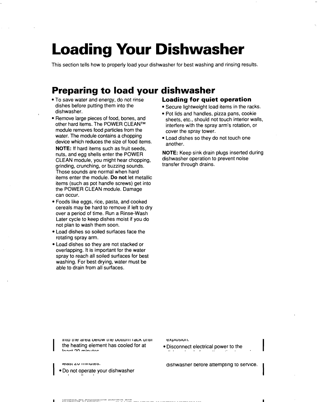 Whirlpool 915 warranty Loading Your Dishwasher, Preparing to load your, Loading for quiet operation 