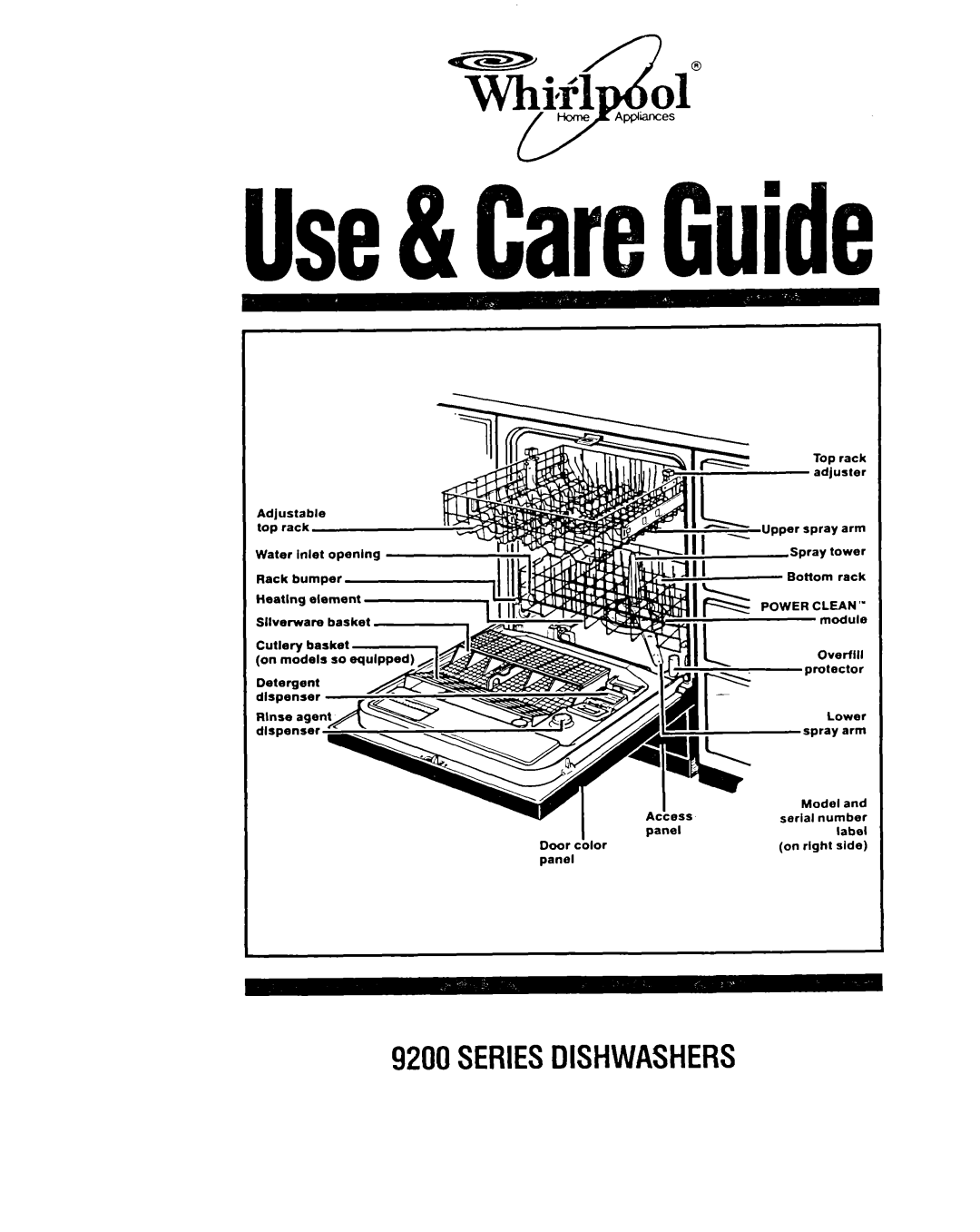 Whirlpool 9200 SERIES manual 9200SERIESDISHWASHERS 