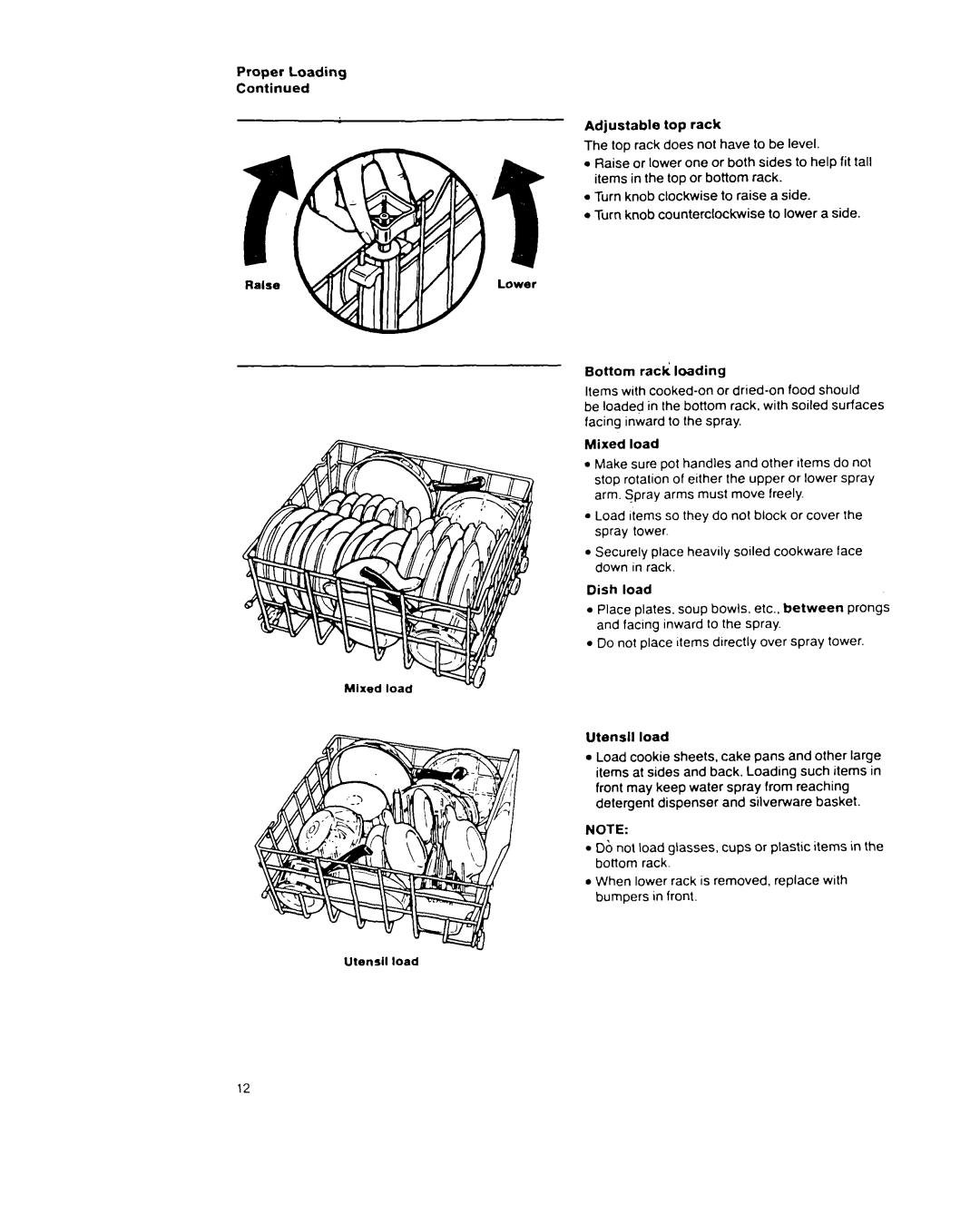 Whirlpool 9200 SERIES manual Proper Loading Continued 