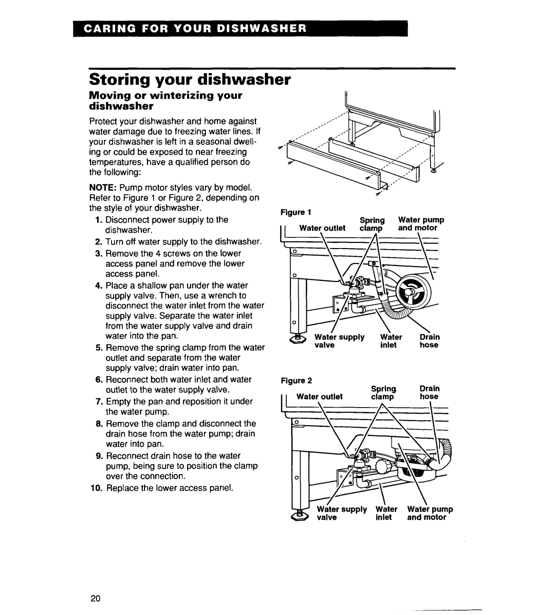 Whirlpool 930 warranty Storing your dishwasher, Moving or winterizing your dishwasher 