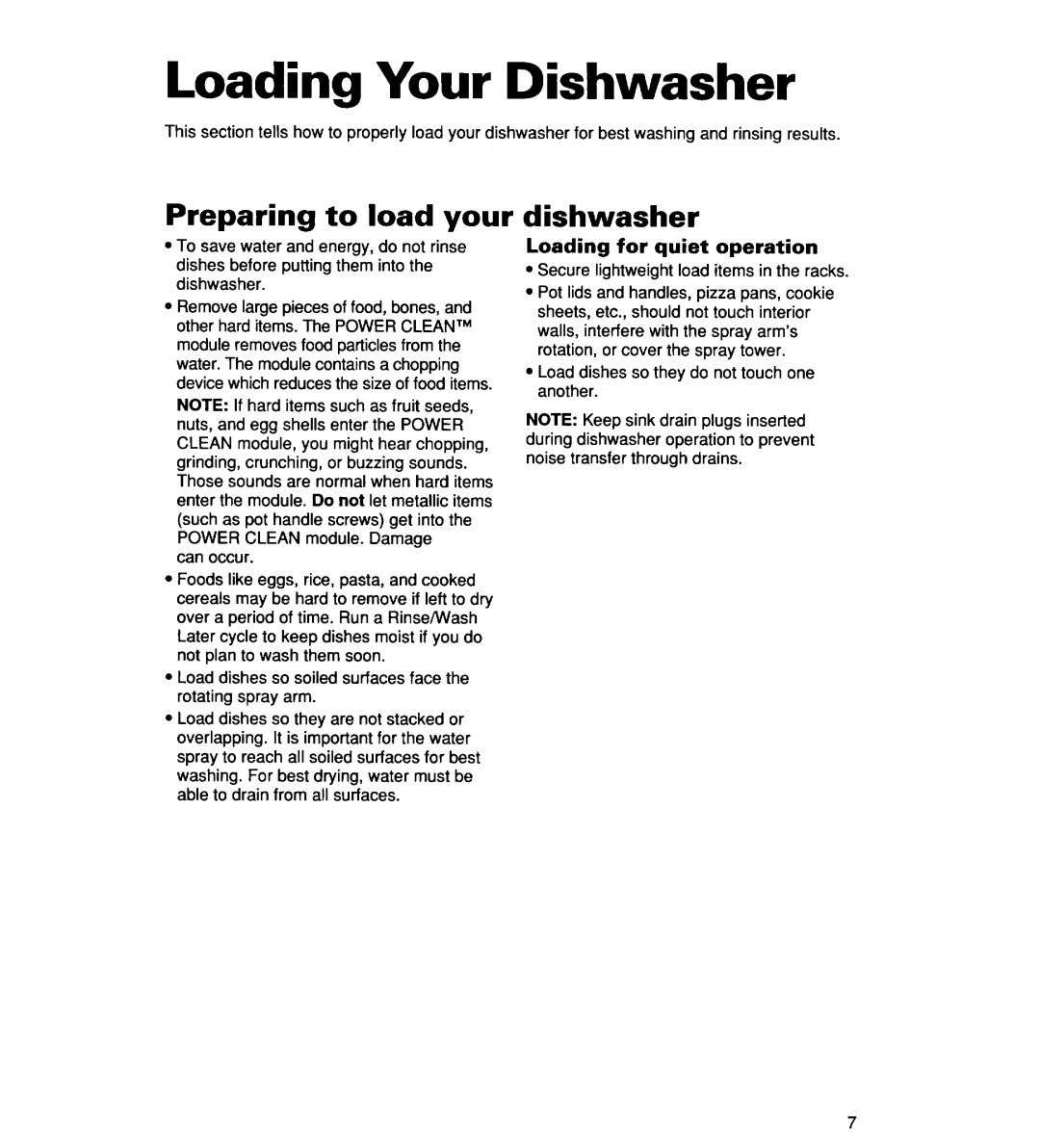 Whirlpool 930 warranty Loading Your Dishwasher, Preparing to load your, Loading for quiet operation 