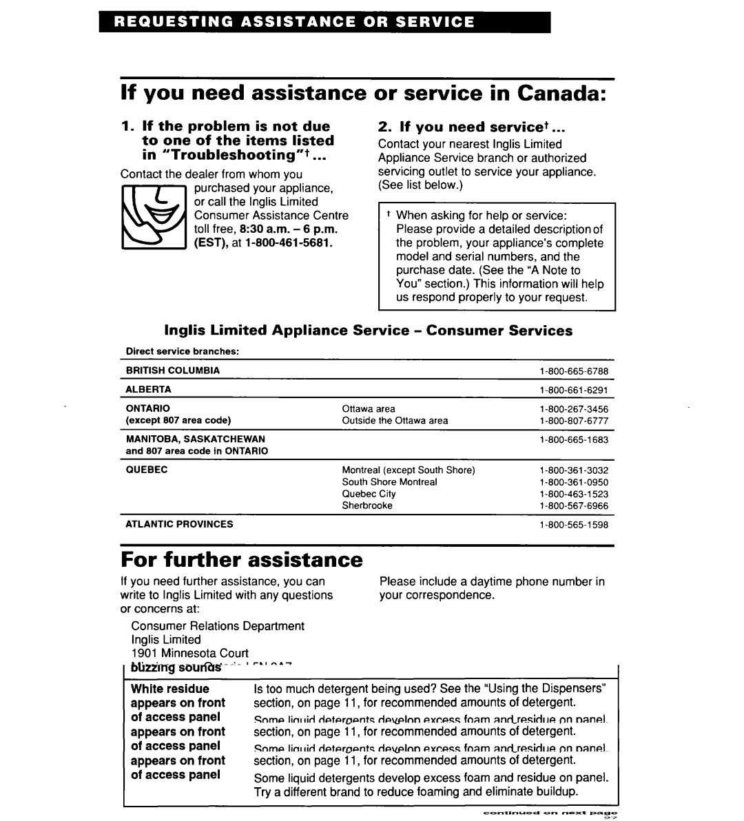 Whirlpool 935 Series, 927 Series, 930 Series warranty If you need assistance, Or service in Canada, For further assistance 