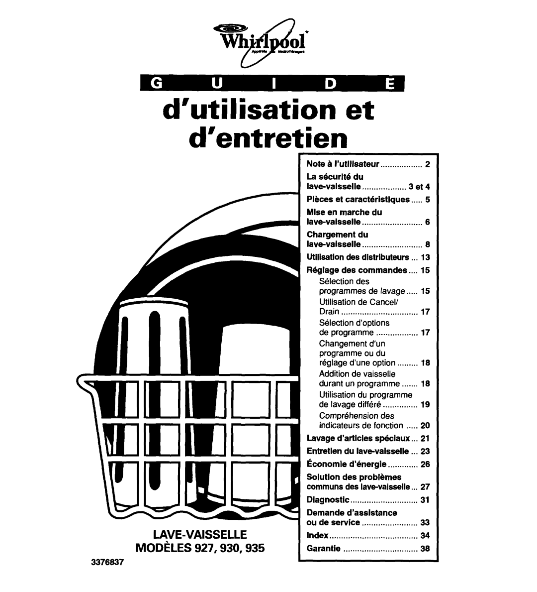 Whirlpool 927 Series, 935 Series, 930 Series warranty ummm, Dlagnostlc Demande d’asslstance 