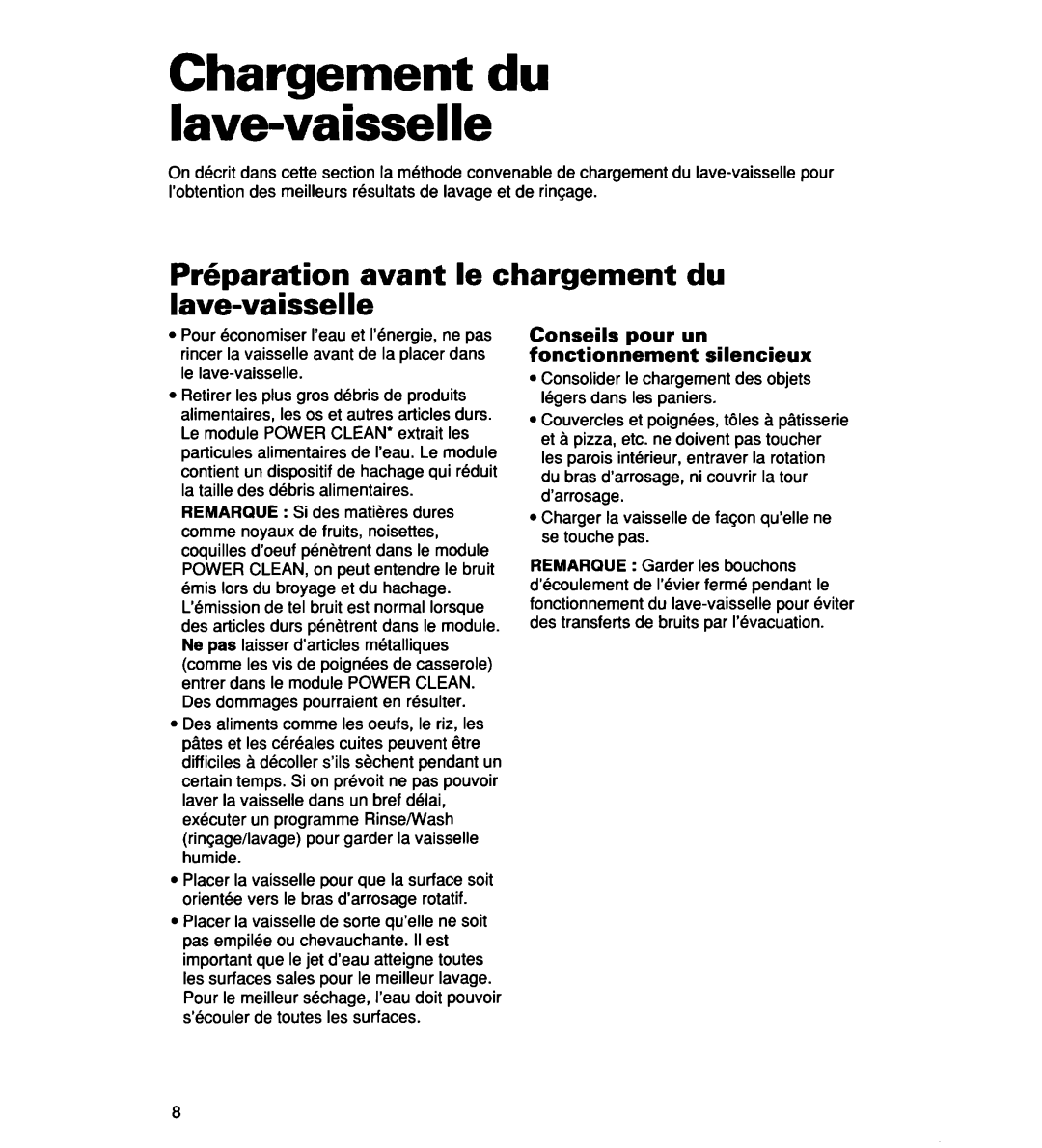 Whirlpool 930 Series, 935 Series, 927 Series Chargement du law-vaisselle, Prbaration avant le chargement du lav&vaisselle 