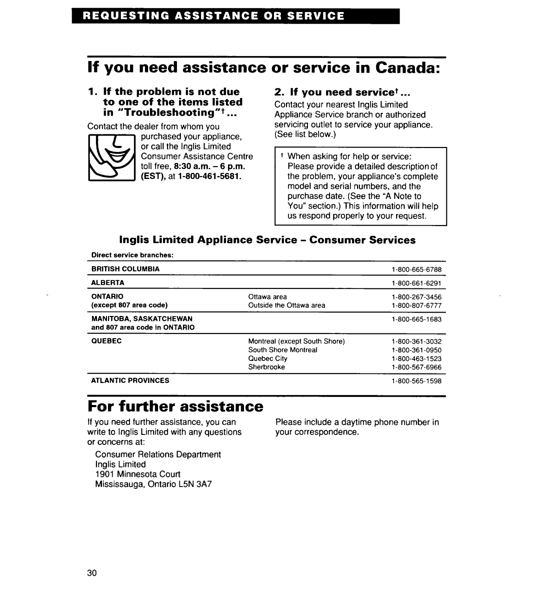 Whirlpool 935 Series warranty If you need assistance, or service in Canada, For further assistance, If you need service+ 
