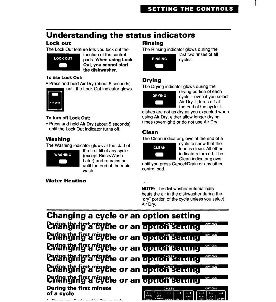 Whirlpool 960 warranty Understanding the status indicators 