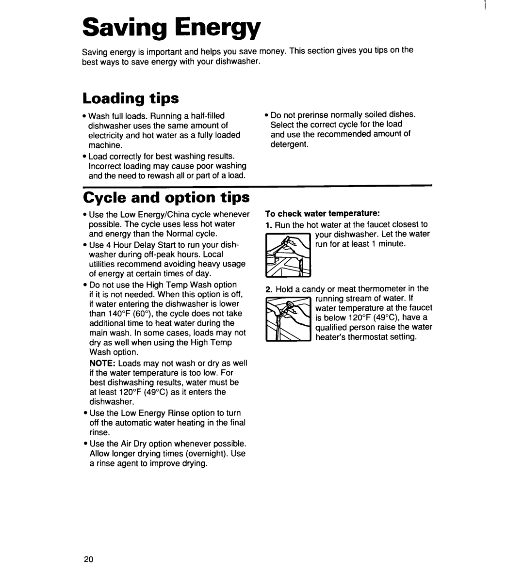 Whirlpool 960 warranty Saving Energy, Loading tips, Cycle and option tips 