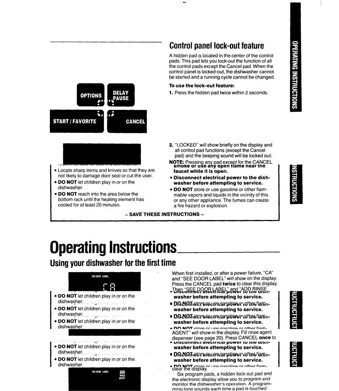 Whirlpool 9700 manual Controlpanellock-outfeature 