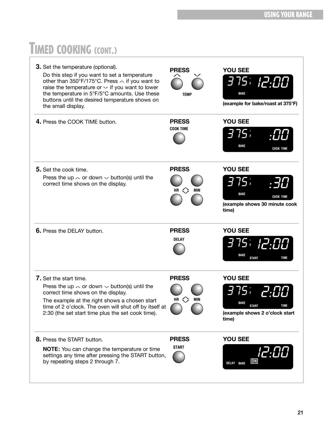 Whirlpool 9753051 manual Press the Delay button 