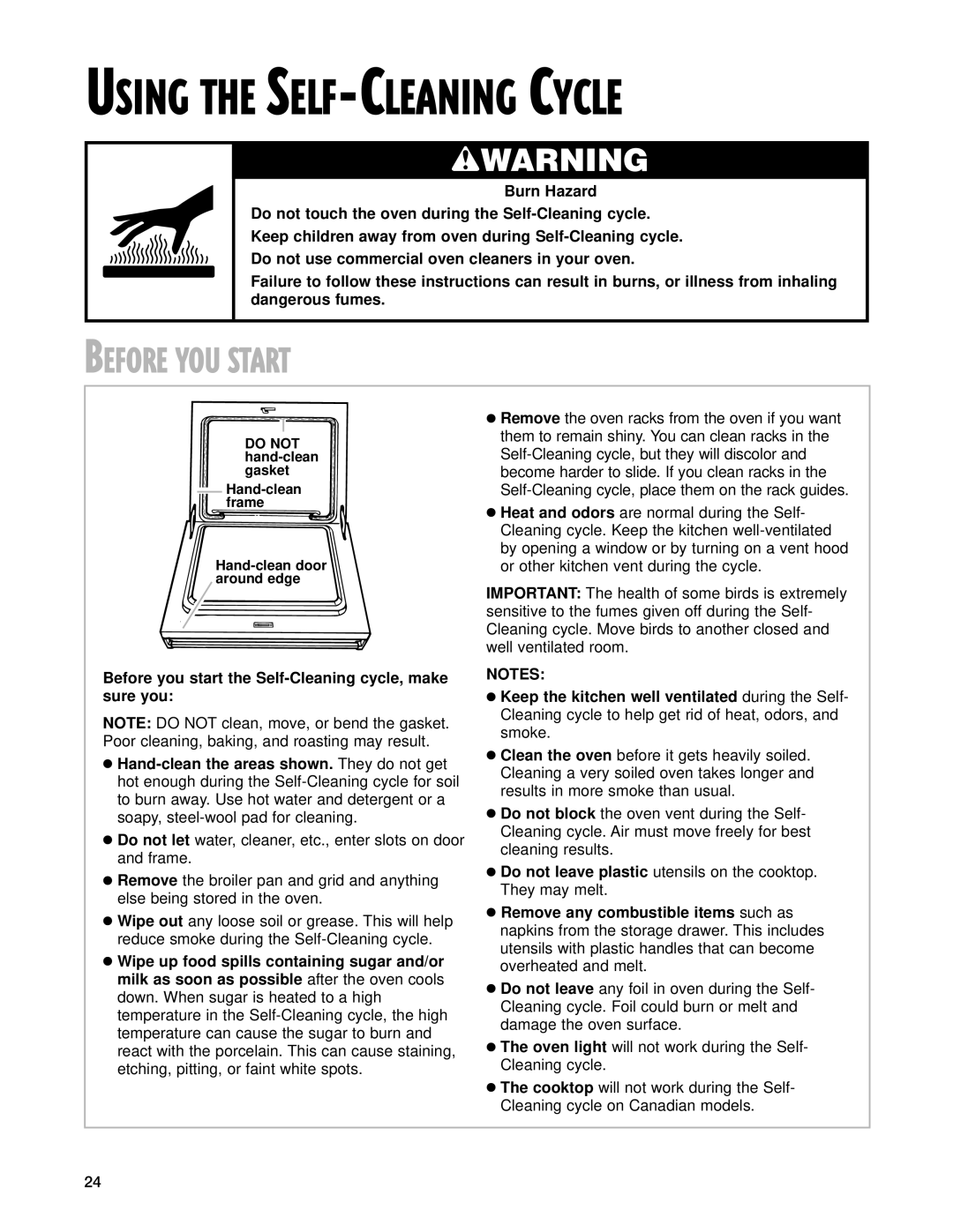 Whirlpool 9753051 manual Using the SELF-CLEANING Cycle, Before YOU Start 