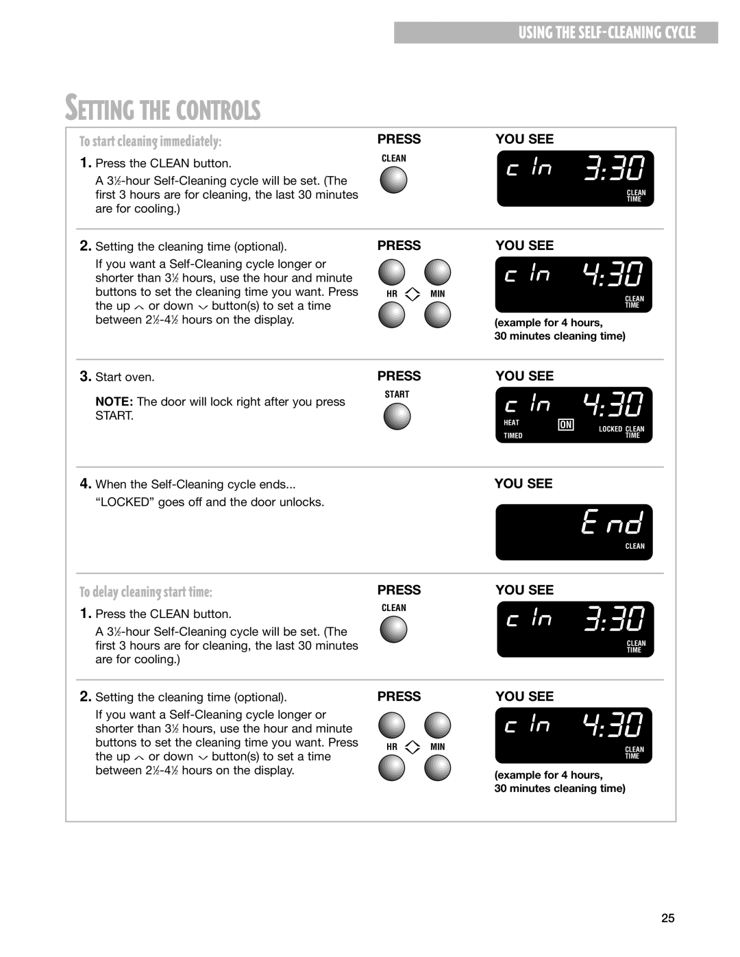 Whirlpool 9753051 manual Setting the Controls, To start cleaning immediately 