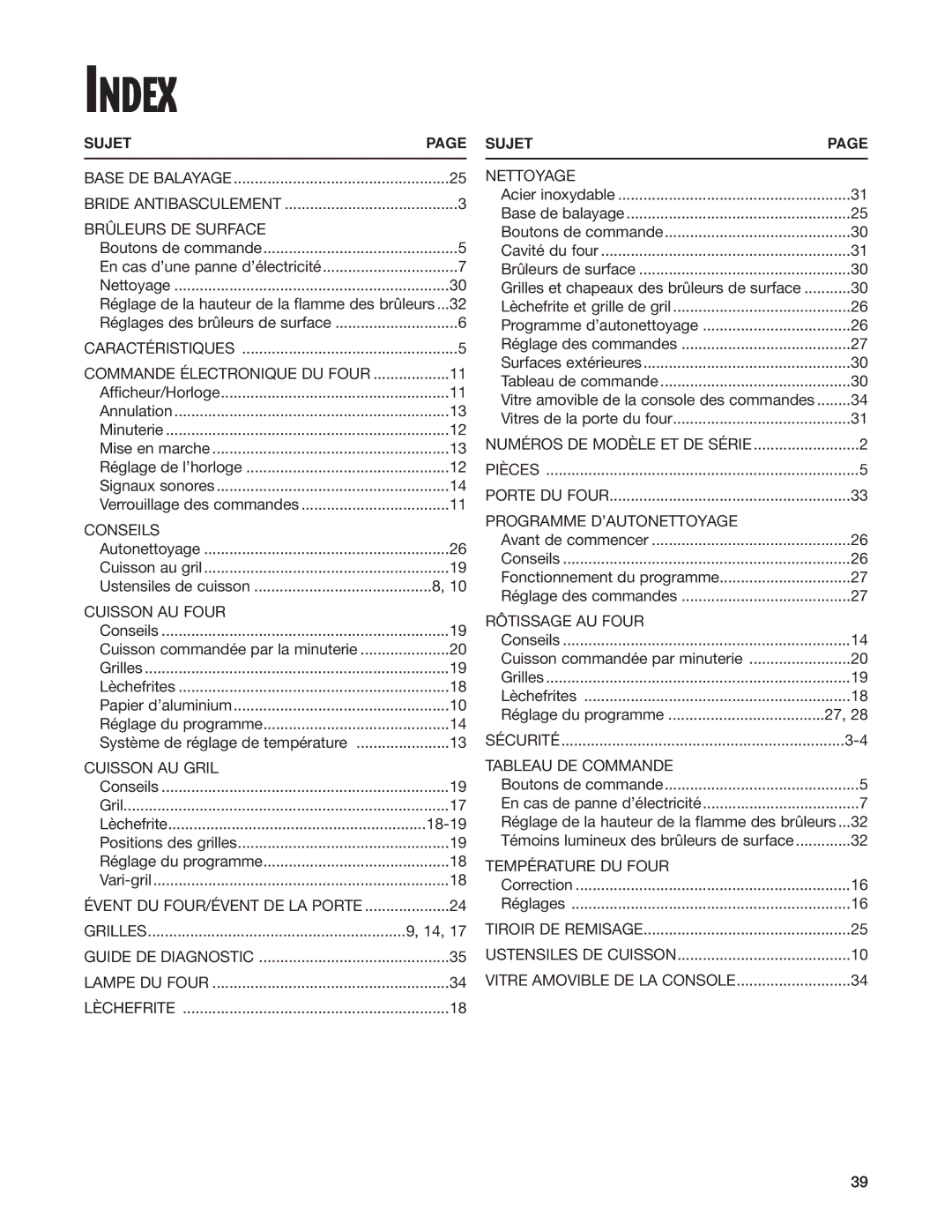 Whirlpool 9753051 manual Sujet, Brûleurs DE Surface 