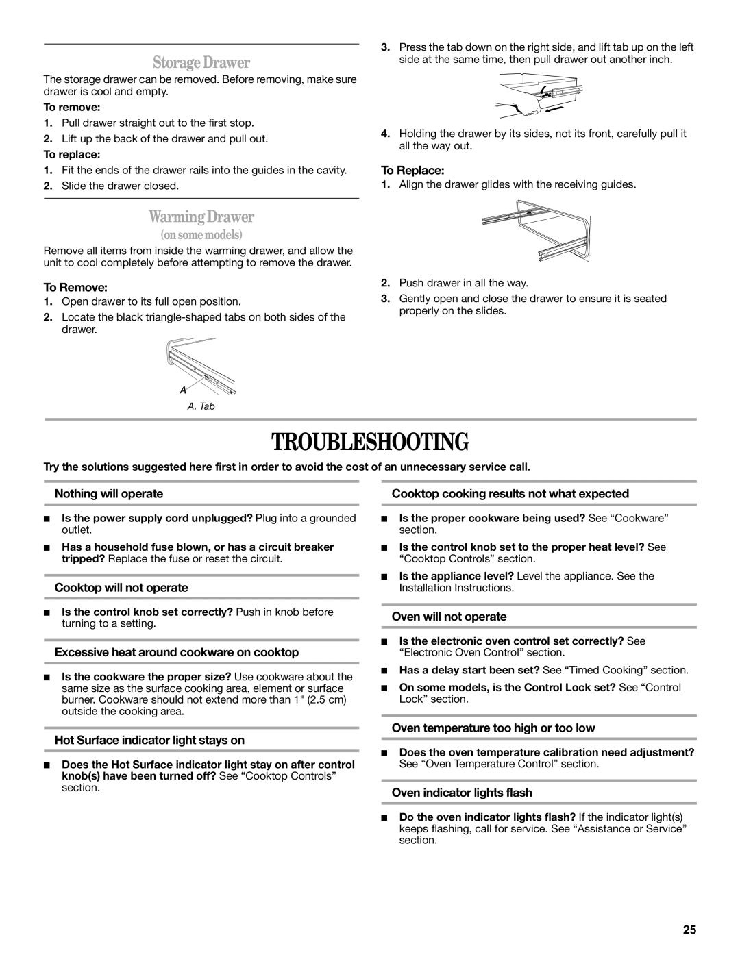 Whirlpool 9758899 manual Troubleshooting, StorageDrawer 