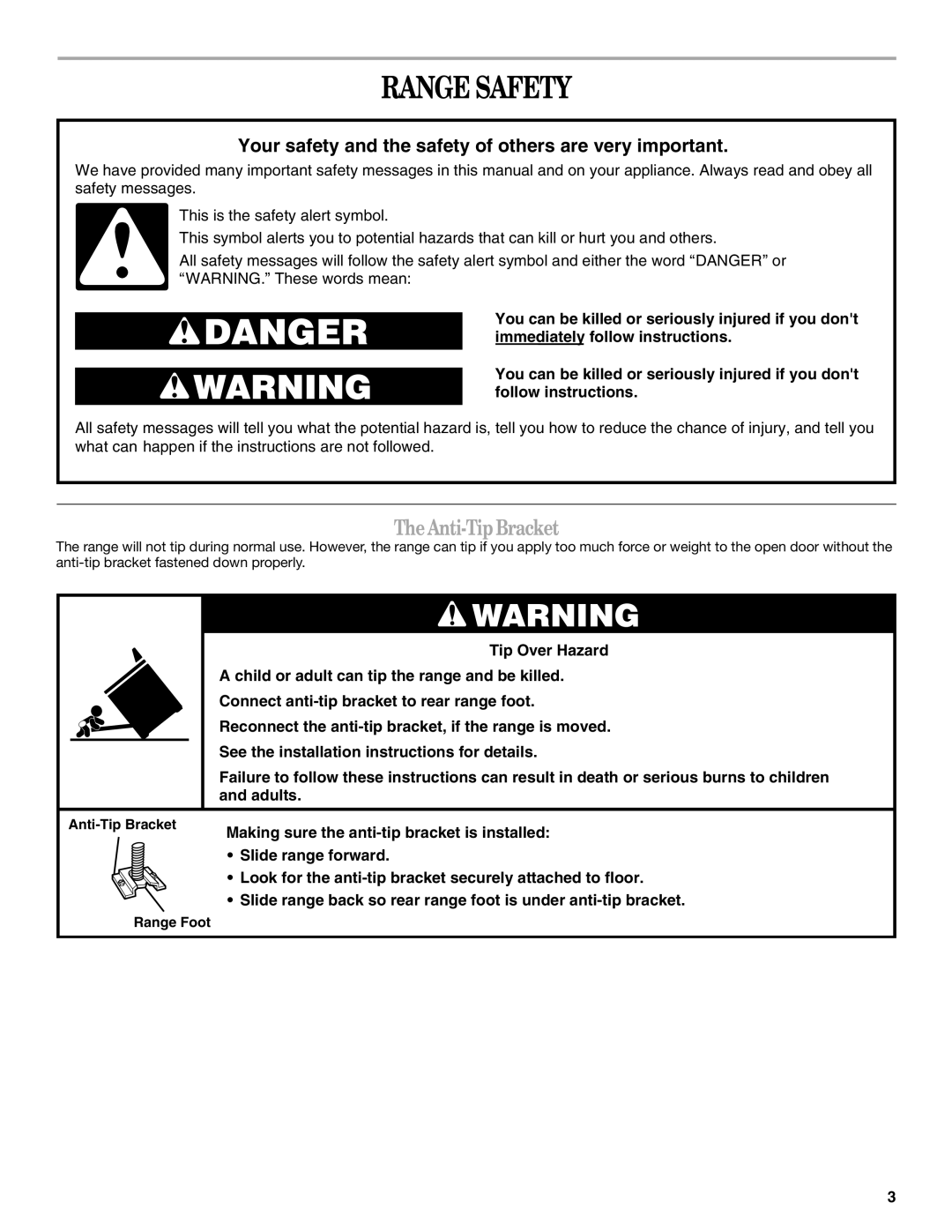 Whirlpool 9758899 manual Range Safety, TheAnti-TipBracket 