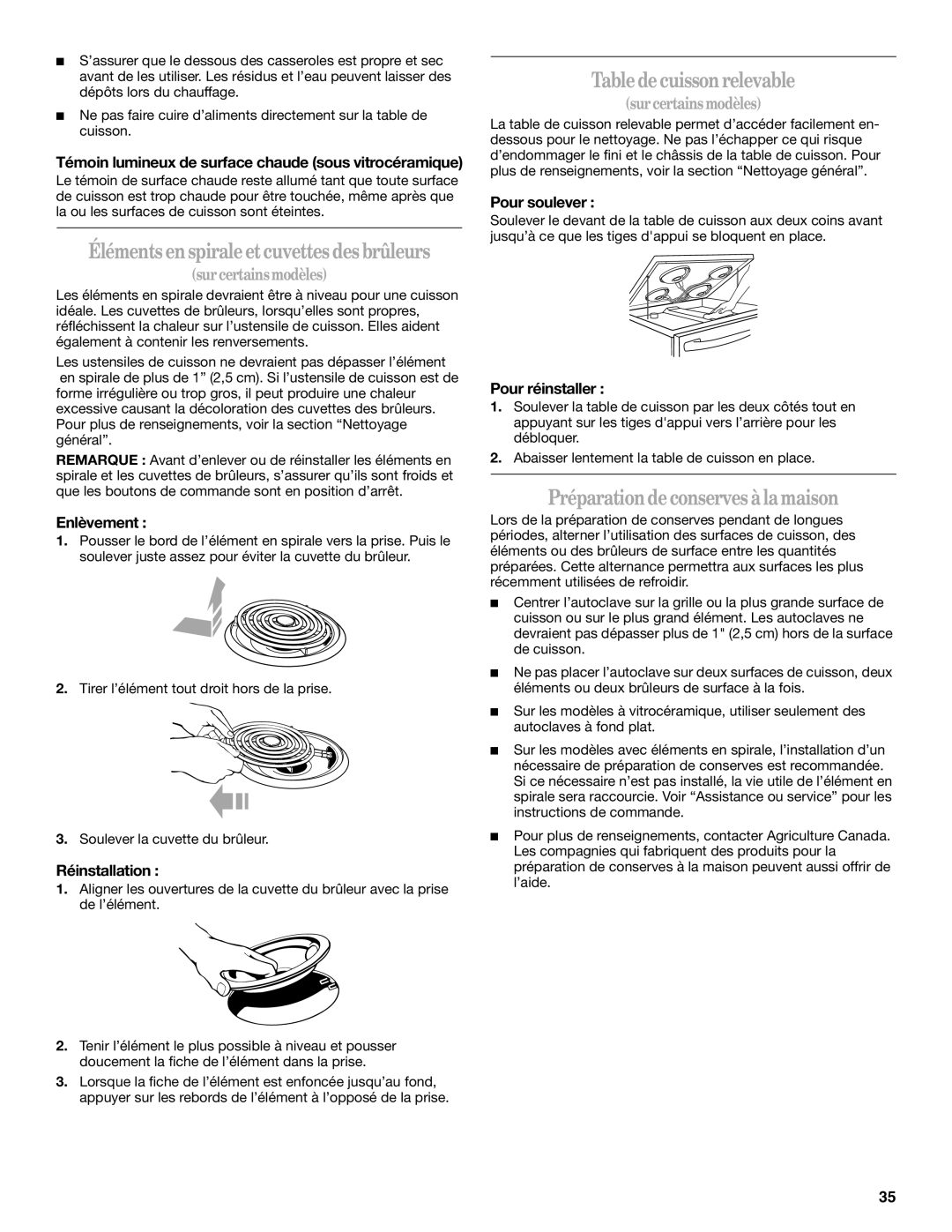 Whirlpool 9758899 Éléments enspiraleetcuvettes des brûleurs, Tabledecuissonrelevable, Préparationdeconserves àlamaison 