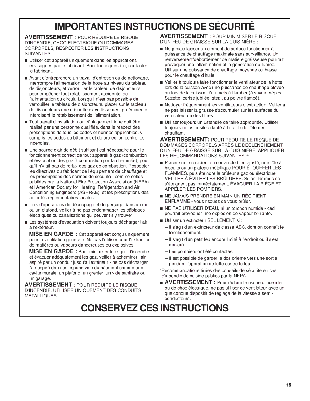 Whirlpool 9760266 installation instructions Conservez CES Instructions 