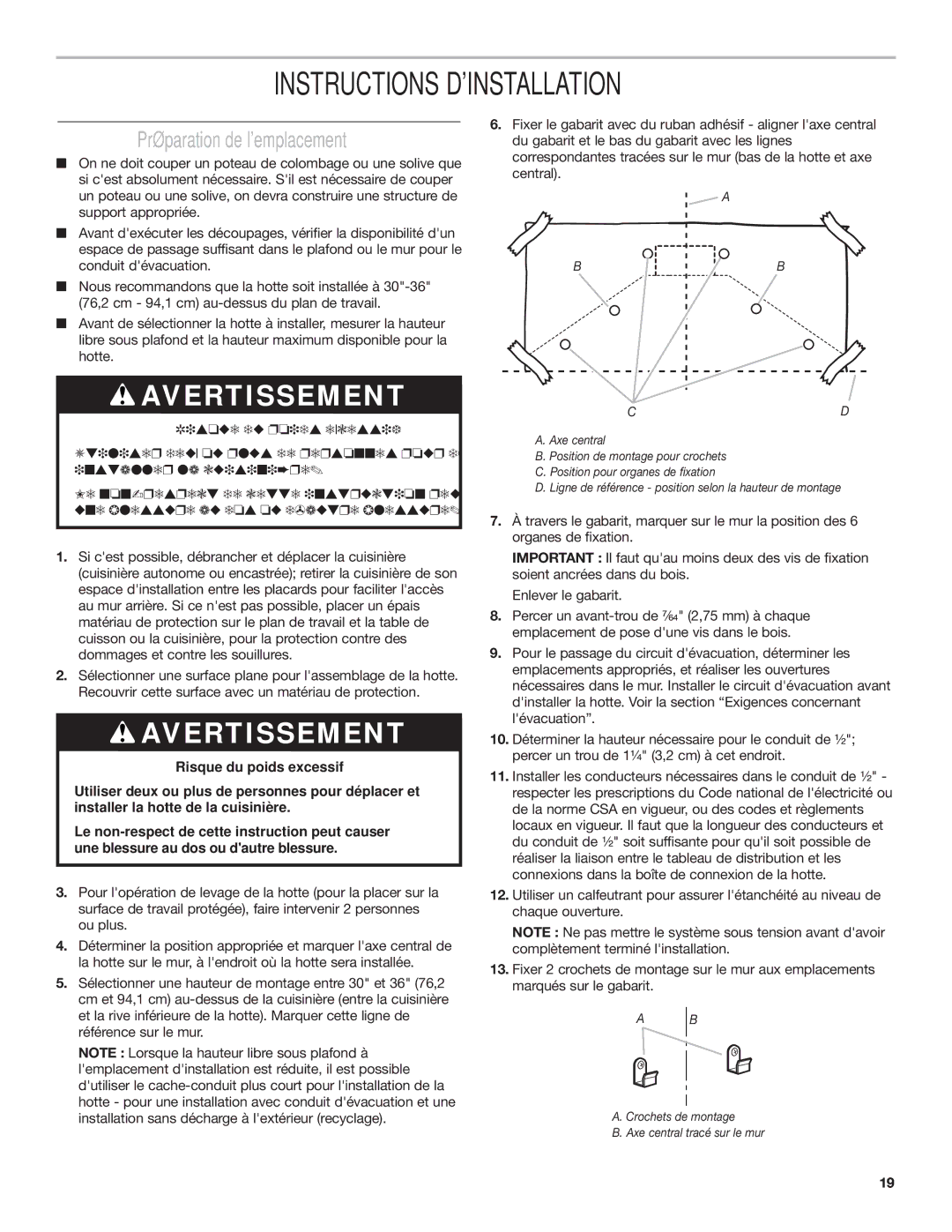 Whirlpool 9760266 installation instructions Instructions Dinstallation, Préparation de lemplacement 