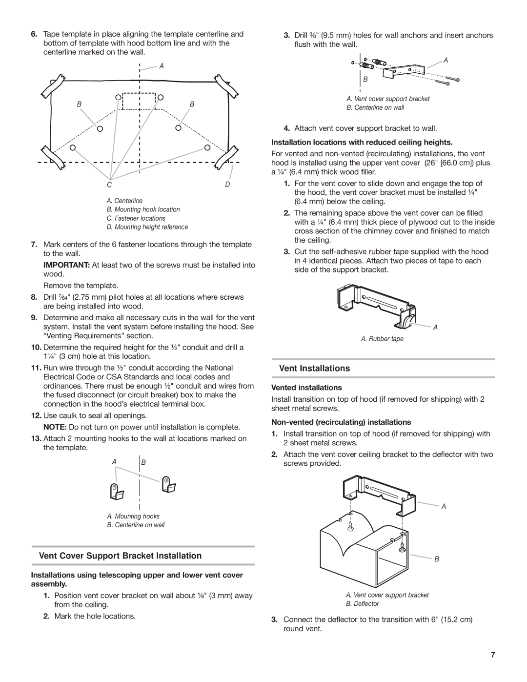 Whirlpool 9760266 Vent Cover Support Bracket Installation, Vent Installations, Vented installations 