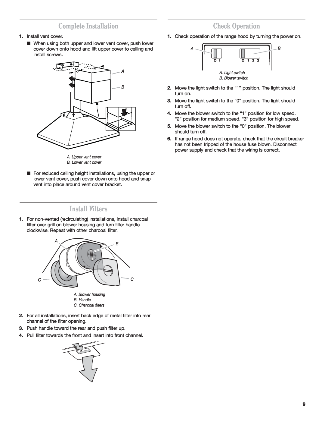 Whirlpool 9760266 installation instructions Complete Installation, Install Filters, Check Operation 