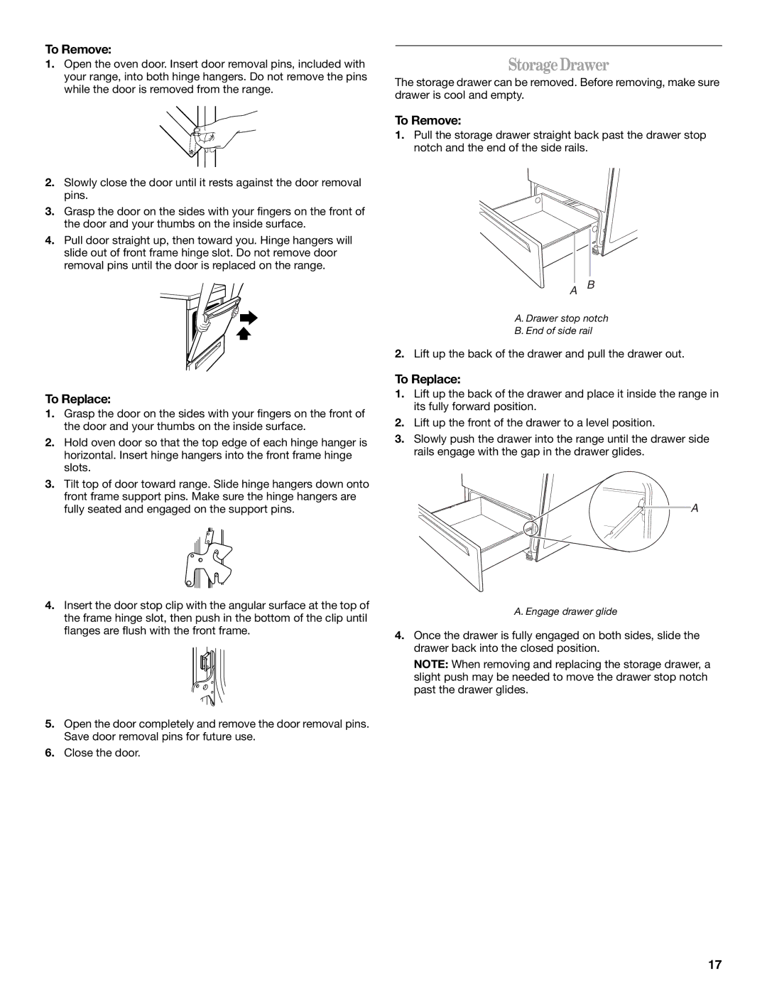 Whirlpool 9762358A manual Storage Drawer, To Remove 