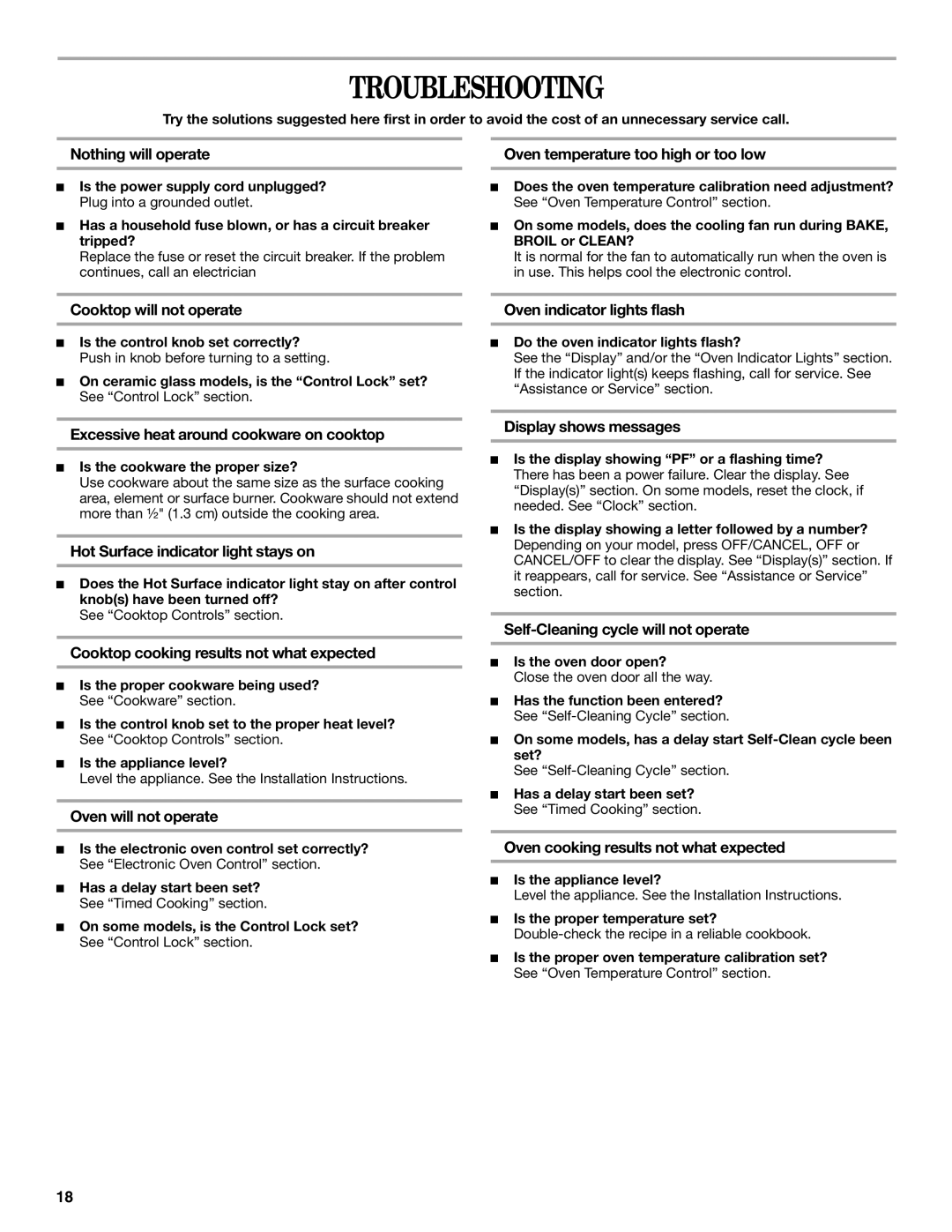 Whirlpool 9762358A manual Troubleshooting 