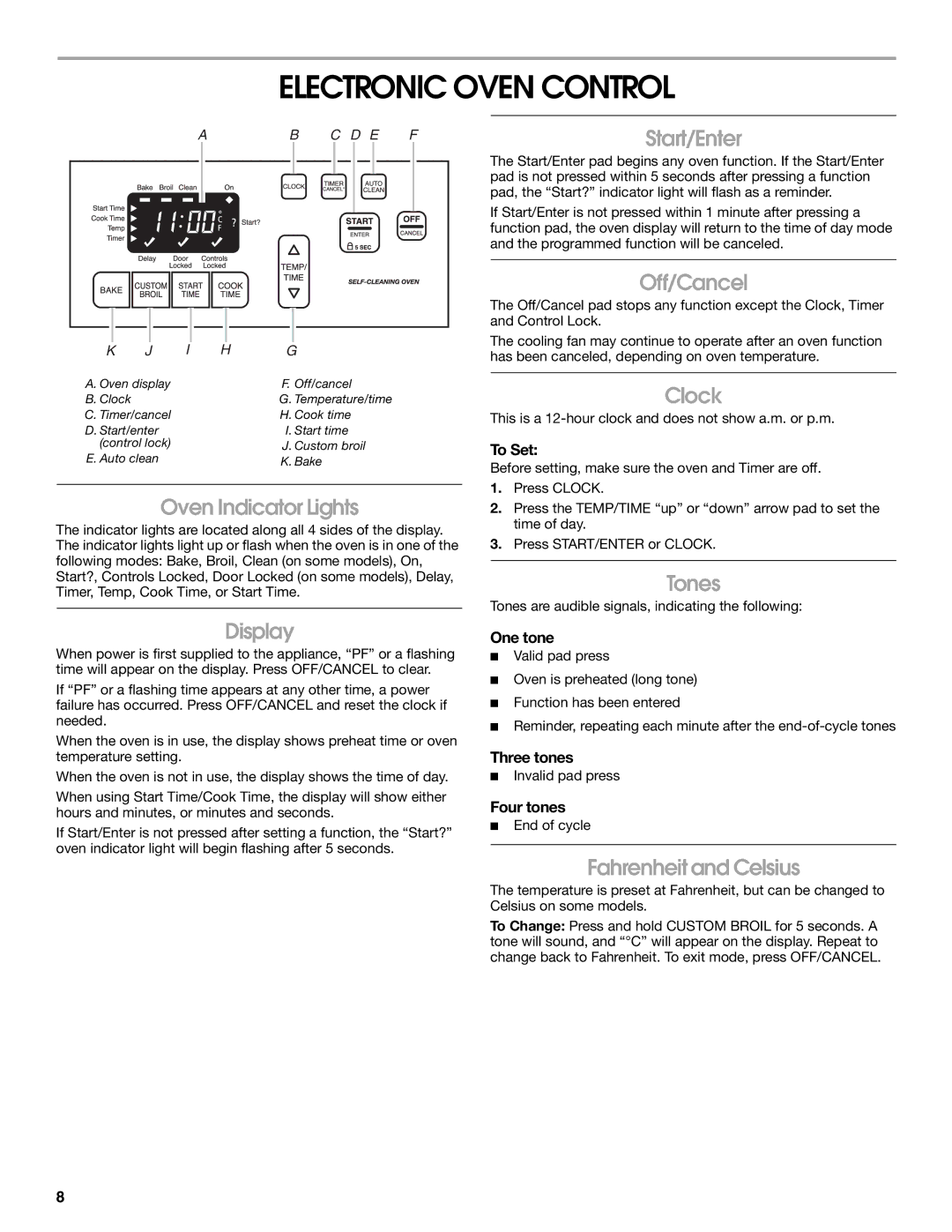 Whirlpool 9762362A manual Electronic Oven Control 