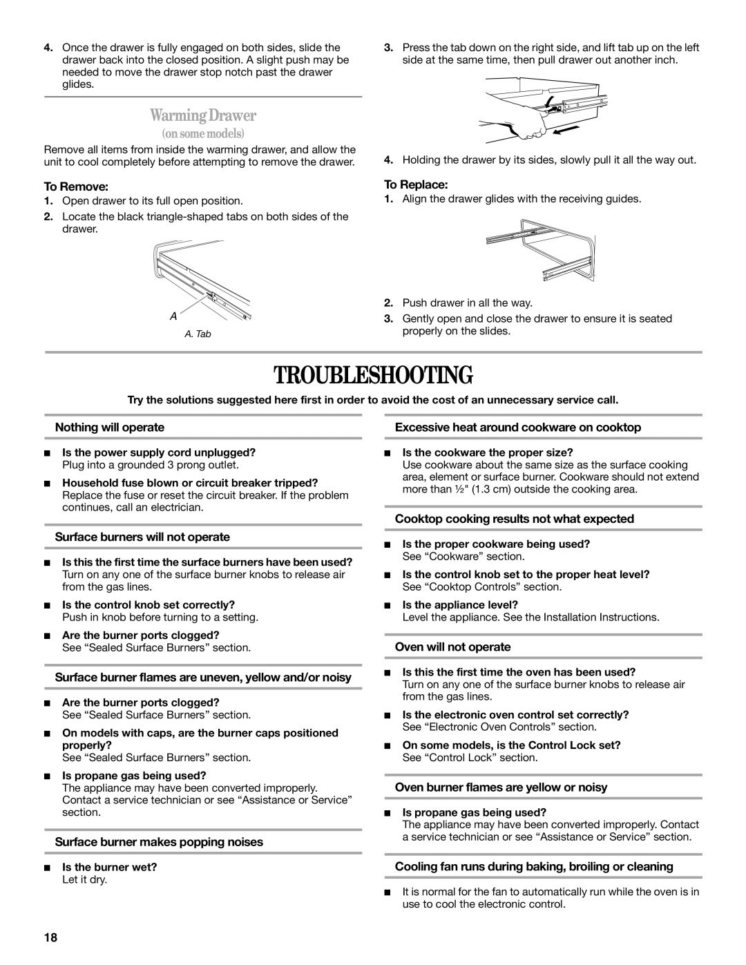 Whirlpool 9762363A manual Troubleshooting 