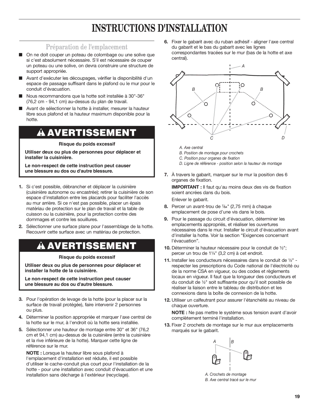 Whirlpool 9763375 installation instructions Instructions Dinstallation, Préparation de lemplacement 