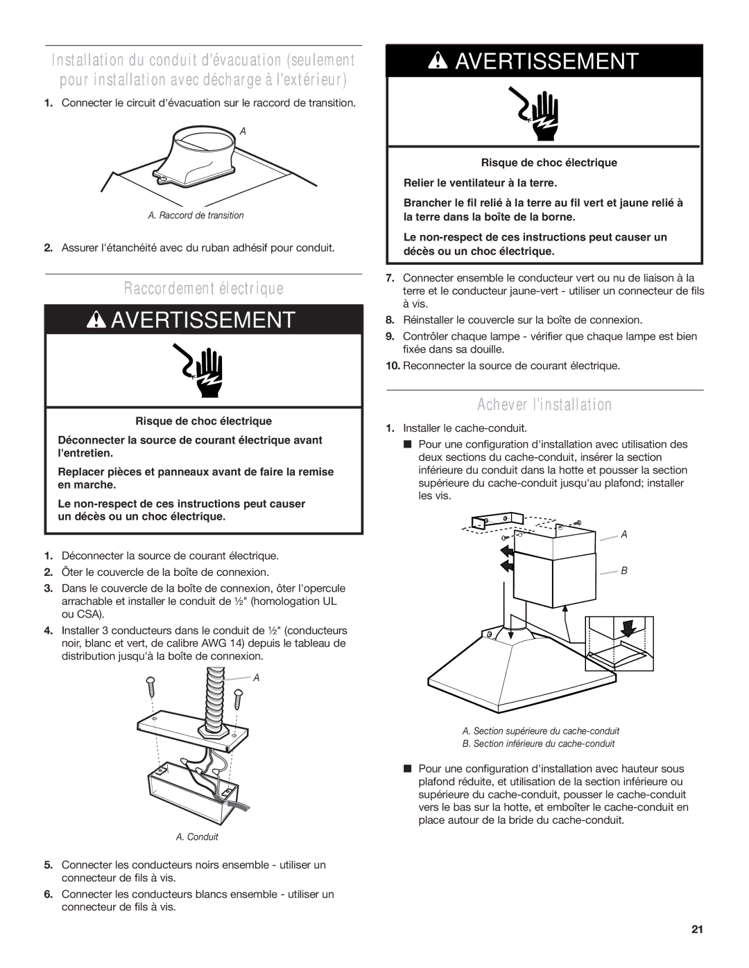 Whirlpool 9763375 installation instructions Raccordement électrique, Achever linstallation 