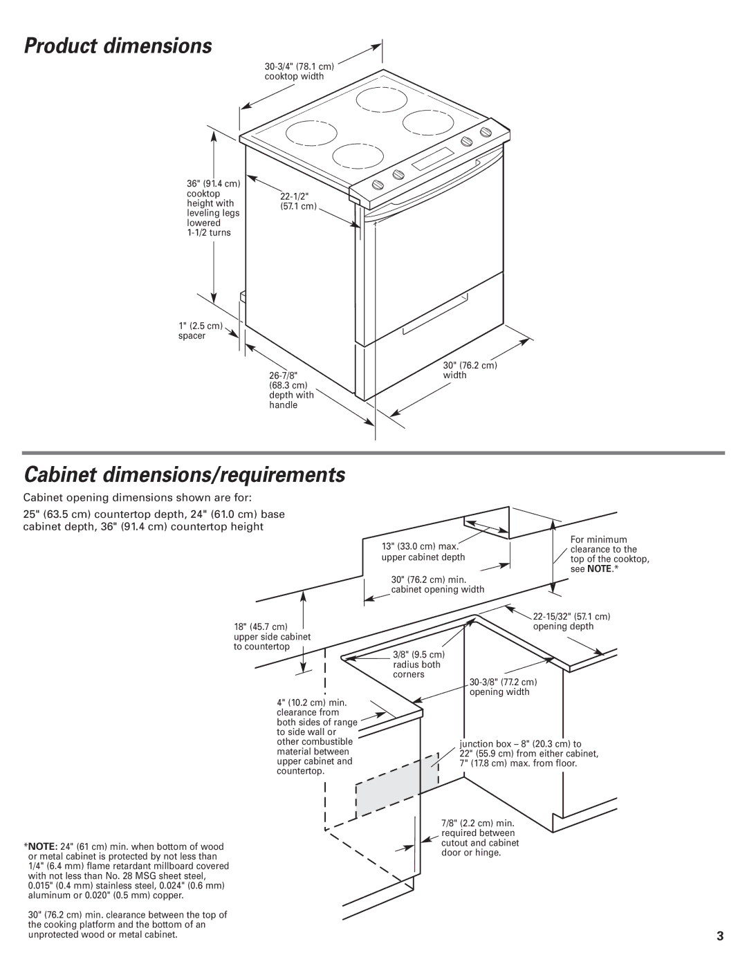 Whirlpool 9.76E+13 installation instructions Product dimensions, Cabinet dimensions/requirements 