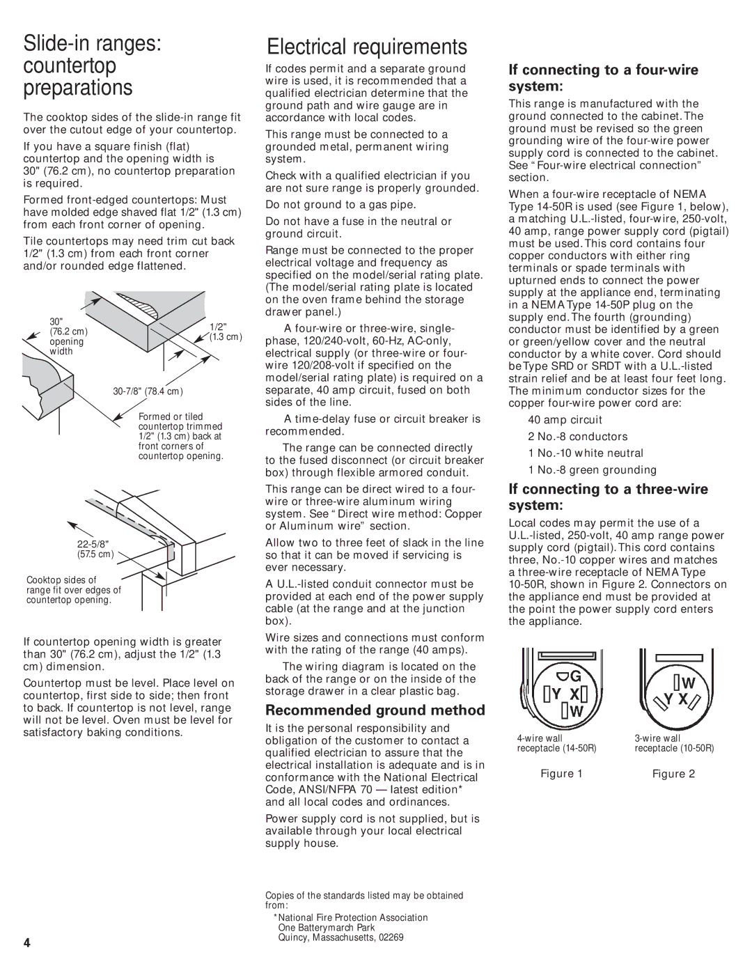 Whirlpool 9.76E+13 Electrical requirements, Recommended ground method, If connecting to a four-wire system 