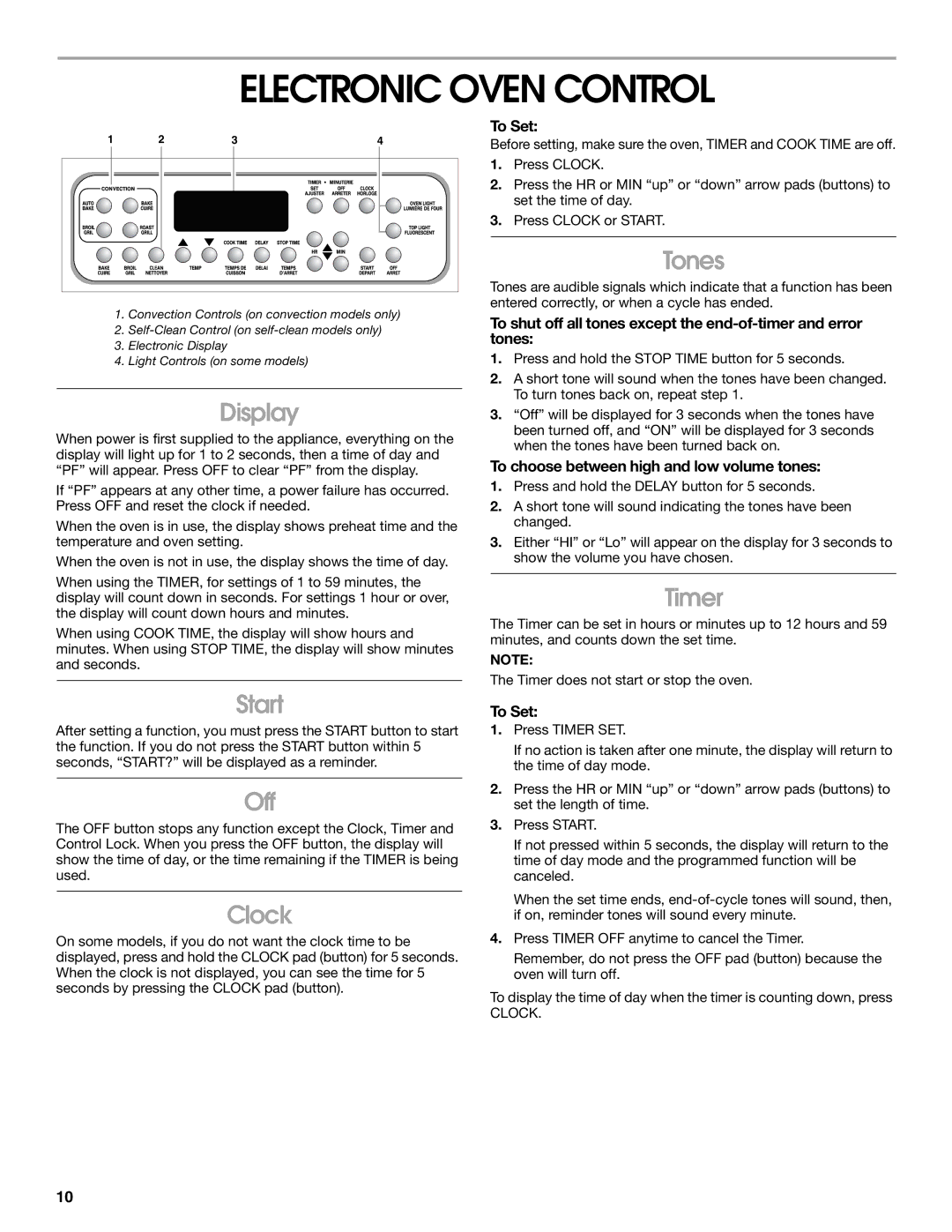 Whirlpool 9782474A manual Electronic Oven Control 