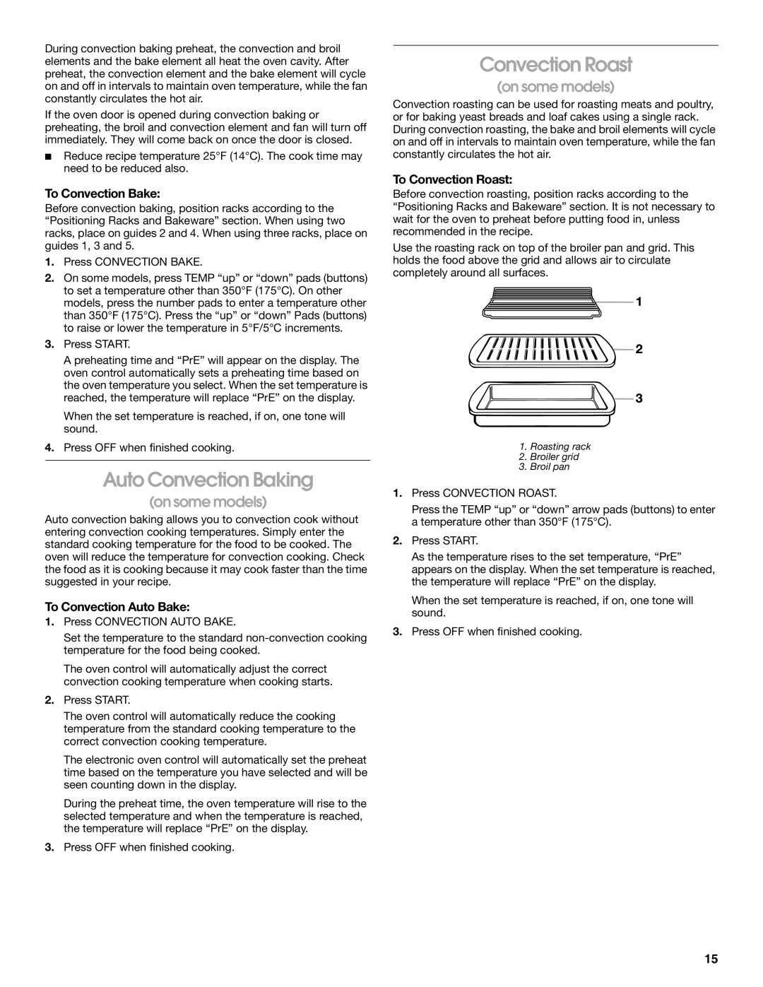 Whirlpool 9782474A manual Auto Convection Baking, Convection Roast, To Convection Bake, To Convection Auto Bake 