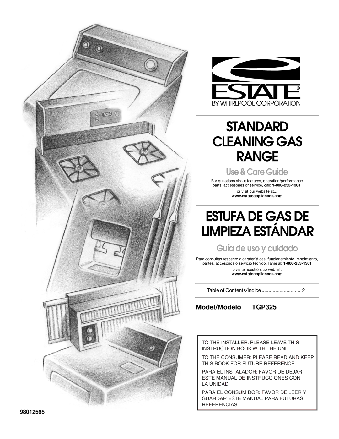 Whirlpool 98012565 manual Standard Cleaning GAS Range, Use & Care Guide, Guía de uso y cuidado 