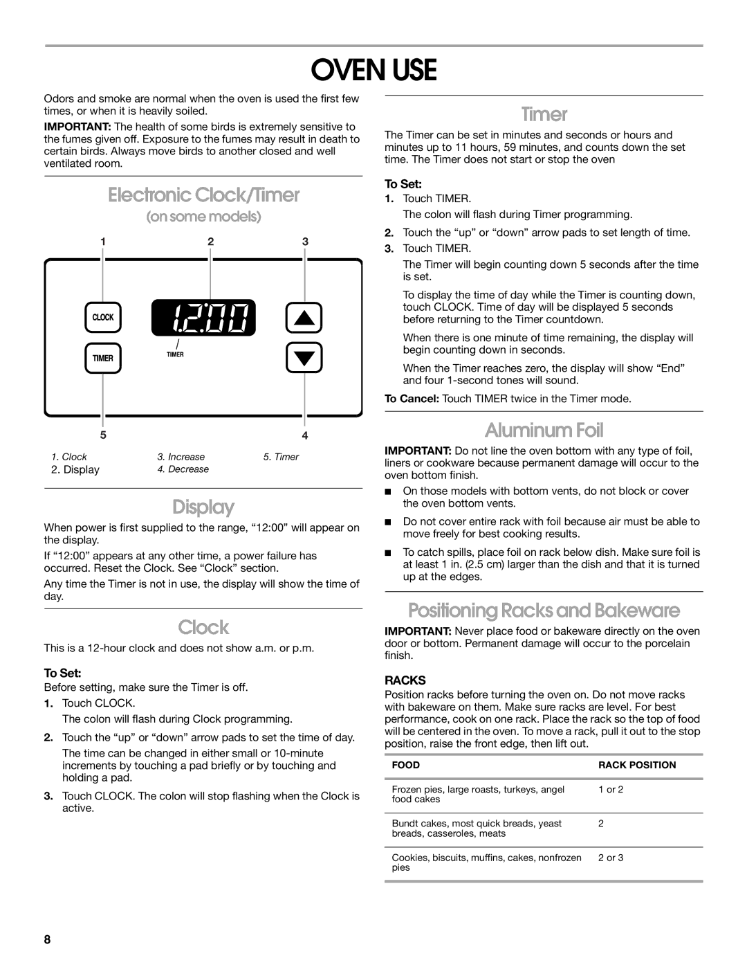 Whirlpool 98014840 manual Oven USE 